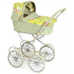 Коляска-люлька Melobo для кукол (зеленый/принт цветы) 9673 Corol