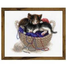 Набор для вышивания крестом Риолис "Котята в корзине", 30х24 см, арт. 1724