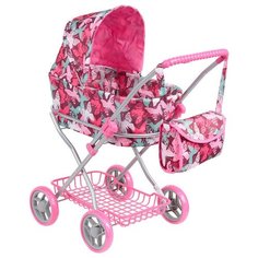 Коляска-люлька Melobo для кукол (фиолетовый/принт бабочки) B9325 Corol