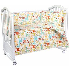 Бортик для детской кроватки МамаШила "Веселый жираф" (белый) 6-416-Р