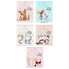 Тетрадь школьная А5 12л,кл,скреп,мел.карт. Милые ЖИВОТНЫЕ-1 12-5223 асс 13 штук Проф Пресс