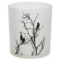 Подсвечник романтичные птицы, стекло, белый, 8 см, Koopman International AC6004100-белый