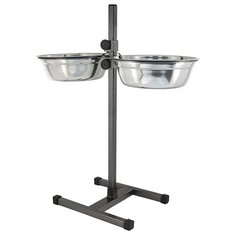 Стойка с мисками для животных хорошка регулируемая, шагрень, h60см, D26см, 2х2,5л