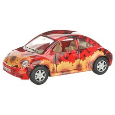 Детская инерционная металлическая машинка с открывающимися дверями, модель Volkswagen Beetle New, красный Serinity Toys