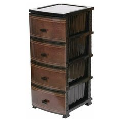 Комод "Декор" 4 ящика "Кожа" черный РОССПЛАСТ