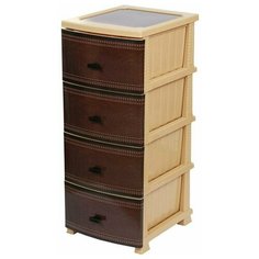 Комод "Декор" 4 ящика "Кожа" бежевый РОССПЛАСТ