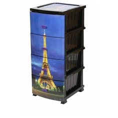 Комод "Декор" 4 ящика "Париж" черный РОССПЛАСТ