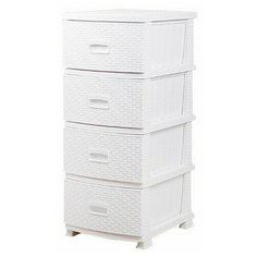 Комод "Декор" 4 ящика "Ротанг" белый РОССПЛАСТ