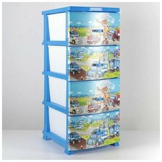 Комод "Декор" 4 ящика "Спасатели" темно-голубой РОССПЛАСТ