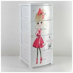 Комод "Декор" 4 ящика "Красотка" белый РОССПЛАСТ