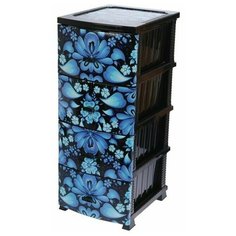 Комод "Декор" 4 ящика "Гжель" черный РОССПЛАСТ