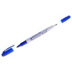 Маркер перманентный двухсторонний Crown "Multi Marker Twin" синий, 2мм/1мм, упаковка 12 шт.