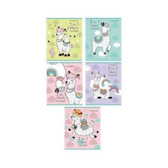 Тетрадь общая Проф-пресс Веселые ламы А5 48 листов в клетку на скрепке (обложка в ассортименте) 6 шт.