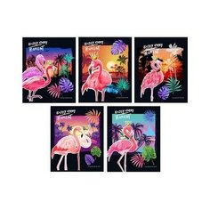 Тетрадь общая Проф-пресс Фламинго А5 48 листов в клетку на скрепке (обложка в ассортименте) 10 шт.