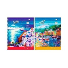 Тетрадь общая Проф-пресс Красочные города А5 60 листов в клетку на спирали (обложка в ассортименте) 6 шт.