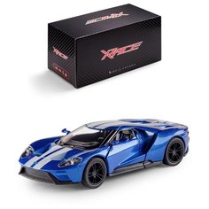 Детская инерционная металлическая машинка Serinity Toys с открывающимися дверями, модель 2017 Ford GT раскрашенный. Синий