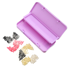 Пенал пластиковый с мозаикой лего и кодовым замком "Cross" Mazari фиолетовый сиреневый | пенал школьный для девочки | пенал модный розовый