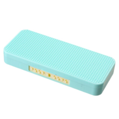 Пенал пластиковый с мозаикой лего и кодовым замком "Cross" Mazari мятный | пенал школьный для девочки | пенал модный зеленый голубой бирюзовый