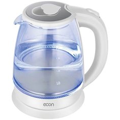 Чайник ECON ECO-1732KE/1731KE, прозрачный/белый