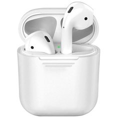Силиконовый чехол для наушников AirPods Deppa (белый)