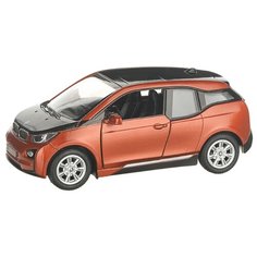 Детская инерционная металлическая машинка с открывающимися дверями, модель BMW i3, оранжевый Serinity Toys