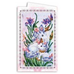 ABRIS ART Набор для вышивания бисером Открытка-конверт Единорожки 8.4 х 14 см (AOM-006)