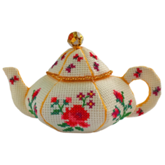 ZENGANA Набор для вышивания бисером и нитками Чайничек Розы 14 х 8 см (М-057)