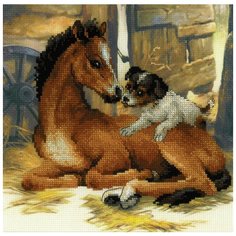 Риолис Набор для вышивания Жеребенок и щенок 30 х 30 см (0052 РТ)