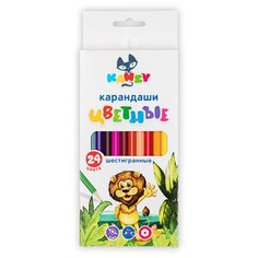 KANZY CP-4024 Набор цветных карандашей Весёлый львенок 24 цв. 2 шт.