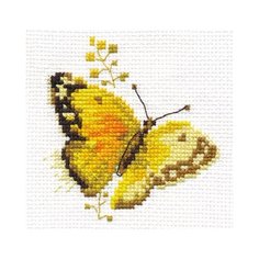 Набор для вышивания Алиса 0-147 Яркие бабочкиЖелтая 8 х 9 см 3 шт.
