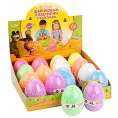 MULTIART Шариковый пластилин с блестками маша И медведь 10 г 7486-EGG-G-MM 2 шт.