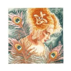 Набор для вышивания LANARTE №51 PN-0148264 Девушка с павлиньими перьями 1 шт.