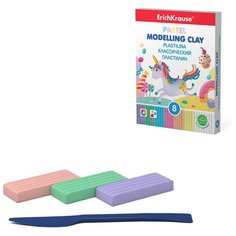 ErichKrause Классический пластилин Pastel + 2 белых со стеком 144 г 6 цв50641 5 шт.
