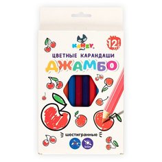 KANZY JCP-1012 Набор цветных карандашей джамбо Фруктики 12 цв. 2 шт.