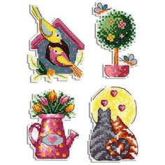 Набор для вышивания М.П.Студия Р №12 №578 Весна Магниты 9 х 7 см 1 шт. Жар Птица