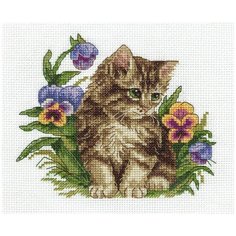 Klart набор для вышивания 8-209 Котенок в фиалках 1 шт.