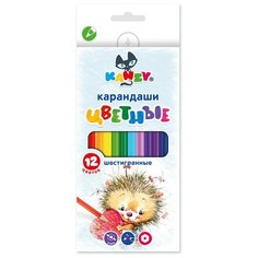 KANZY CP-6012 Набор цветных карандашей Веселый ежик 12 цв. 3 шт.