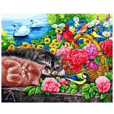 Белоснежка 273-AB Картина по номерам 40 х 50 см Корзина с цветами 1 шт.