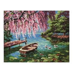 PaintBoy Алмазная вышивка Лодка под сакурой 40x50 см (GF1432)