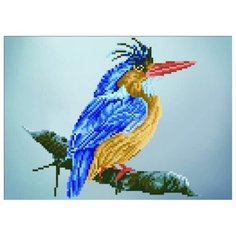 Алмазная мозаика Цветной «Птица на ветке» (частичная выкладка, 30х40 см, круглые непрозрачные стразы)