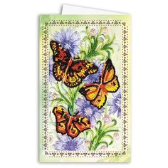 Набор для вышивания Абрис Арт AOM-008 Открытка-конверт Три мотылька 1 шт. Abris ART