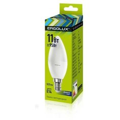 Лампа светодиодная Ergolux 11 Вт E14 свеча 6500 К холодный белый свет 3 шт.