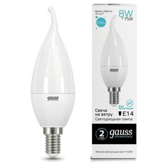 Лампа светодиодная Gauss LED Elementary 8 Вт E14 свеча на ветру 4100 K нейтральный белый свет 3 шт.