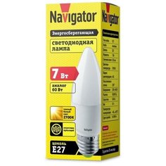 Лампа светодиодная Navigator 7 Вт Е 27 свеча 2700 К теплый белый свет 4 шт.