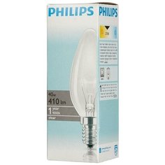 Лампа накаливания Philips 40 Вт E14 свеча прозрачная 2700 К теплый белый свет 7 шт.