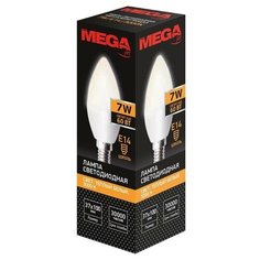 Лампа светодиодная Mega 7 Вт E14 свеча 3000 K теплый белый свет 5 шт.