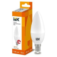 Лампа светодиодная IEK 7 Вт E14 свеча 3000 К теплый белый свет 4 шт.