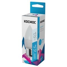 Лампа светодиодная Космос 6.5 В E27 свеча 4500 К нейтральный белый свет 5 шт. Kosmos