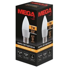 Лампа светодиодная Mega 7 Вт E27 свеча 3000 К теплый белый свет 6 шт.