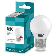 Лампа светодиодная IEK 5 Вт E27 свеча 4000 К нейтральный белый свет 4 шт.
